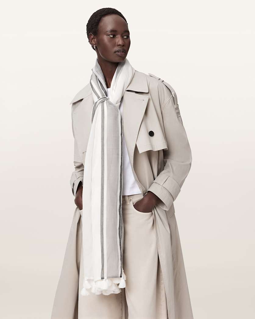 Caty Wraparound Wool Blend Pareo Chalk White | ALLSAINTS